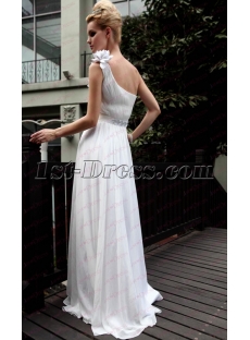  Floral White One Shoulder Long Evening Dress under 100
