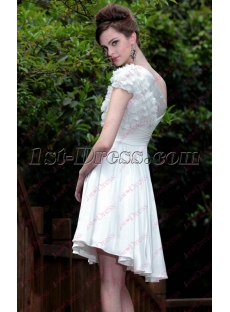 Modest One Shoulder Short White Chiffon Party Dress