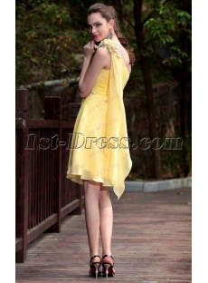 Short Yellow Homecoming Dresses with Streamers under 50 Dollars