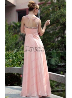 Strapless Vintage Pink Long Empire Prom Dress with Keyhole under 100
