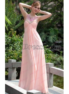 Strapless Vintage Pink Long Empire Prom Dress with Keyhole under 100