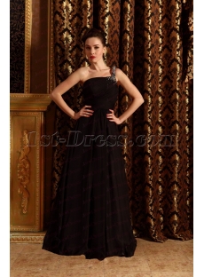 2020 New Simple Black One Shoulder Military Ball Gown