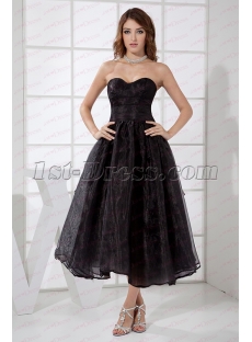 2020 Simple Black Strapless Short Quince Gown