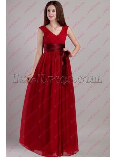 New Simple Dark Red Long Chiffon Homecoming Dress
