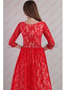 Red Lace Celebrity Dress with Long Sleeves 