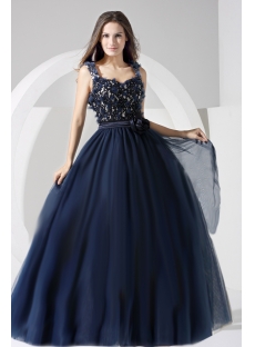 Charming Navy Blue Sweet 16 Ball Gown with Keyhole