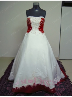 Vintage Burgundy Sweetheart Chapel Train Satin Plus size Wedding Dress With Beading Embroidered Sequins
