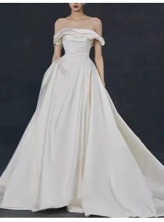 Elegant Off Shoulder Satin Wedding Dresses 2024 